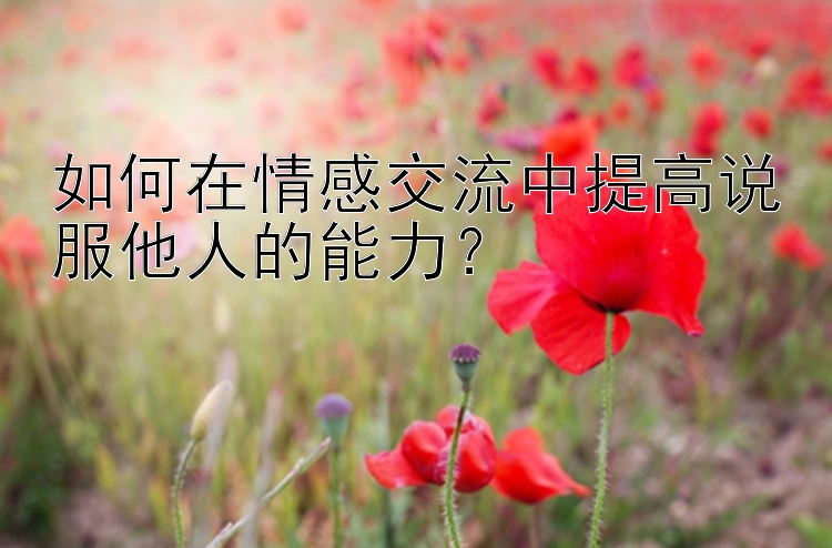 如何在情感交流中提高说服他人的能力？